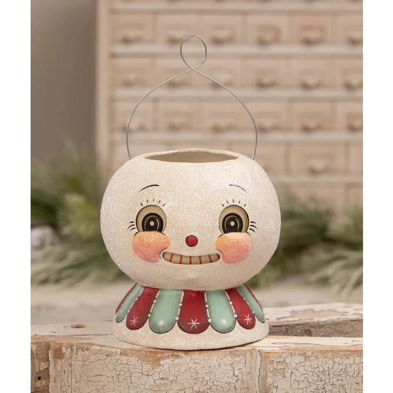 Bethany Lowe 7.75" Minty Beau Snow Glow Lantern Bucket Christmas Decoration JP2033 5 Bethany Lowe 7.75" Minty Beau Snow Glow Lantern Bucket Christmas Decoration JP2033 - Image 3