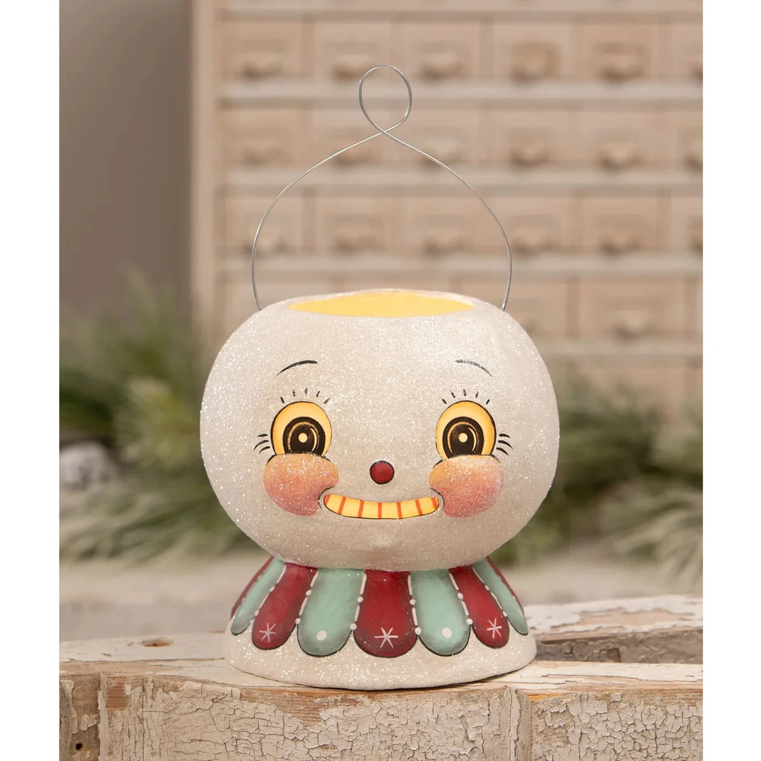 Bethany Lowe 7.75" Minty Beau Snow Glow Lantern Bucket Christmas Decoration JP2033 3 Bethany Lowe 7.75" Minty Beau Snow Glow Lantern Bucket Christmas Decoration JP2033