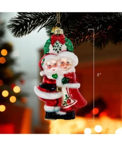 Kurt Adler 5" Noble Gems Mr And Mrs Santa Under The Mistletoe Glass Christmas Ornament NB1787 -The Christmas Shop nb1787 51 45220.1746475405
