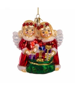 Kurt Adler 4" Noble Gems Angels With Gifts Glass Christmas Ornaments NBX0089