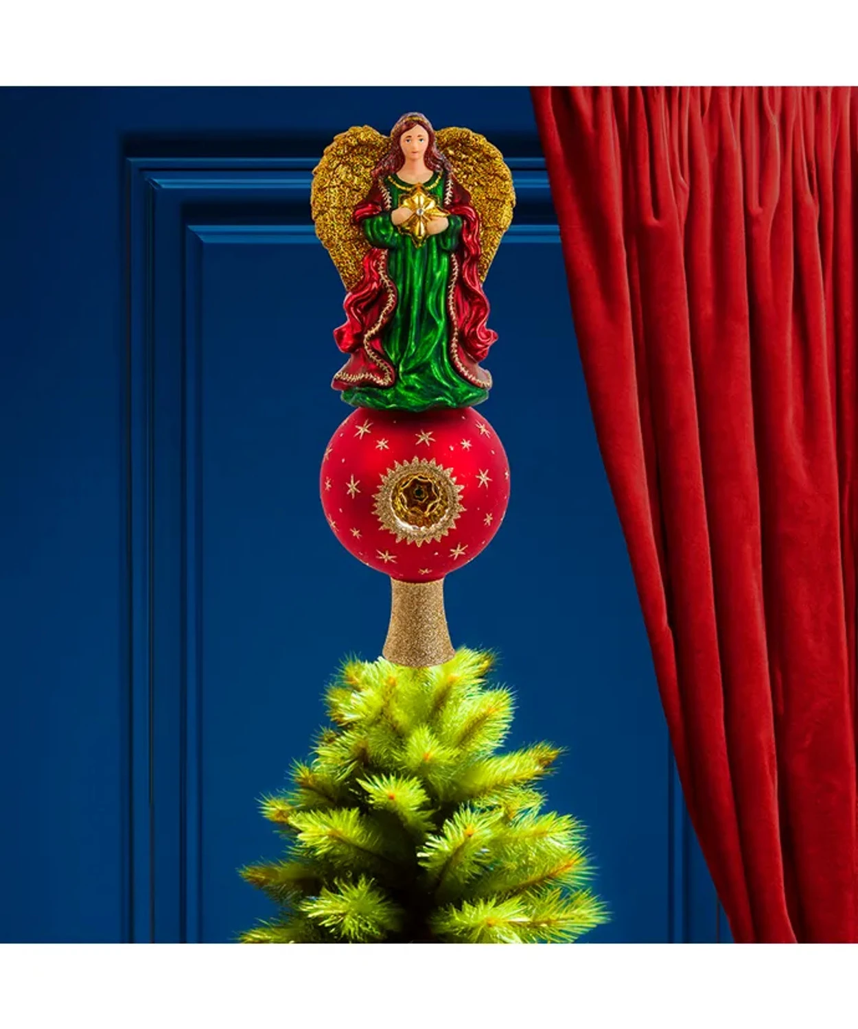 Kurt Adler 8.75" Noble Gems Finial Angel With Reflector Glass Christmas Tree Topper NBX0114 3 Kurt Adler 8.75" Noble Gems Finial Angel With Reflector Glass Christmas Tree Topper NBX0114