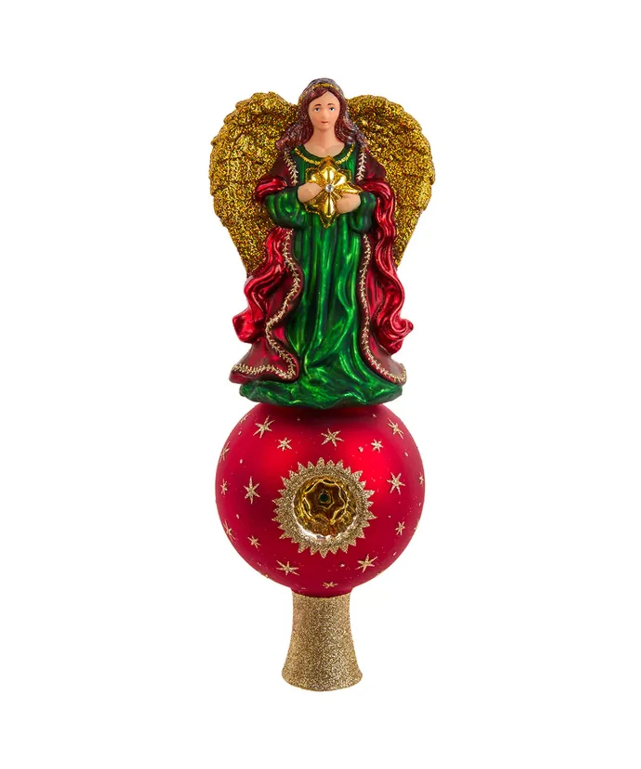 Kurt Adler 8.75" Noble Gems Finial Angel With Reflector Glass Christmas Tree Topper NBX0114 4 Kurt Adler 8.75" Noble Gems Finial Angel With Reflector Glass Christmas Tree Topper NBX0114 - Image 2