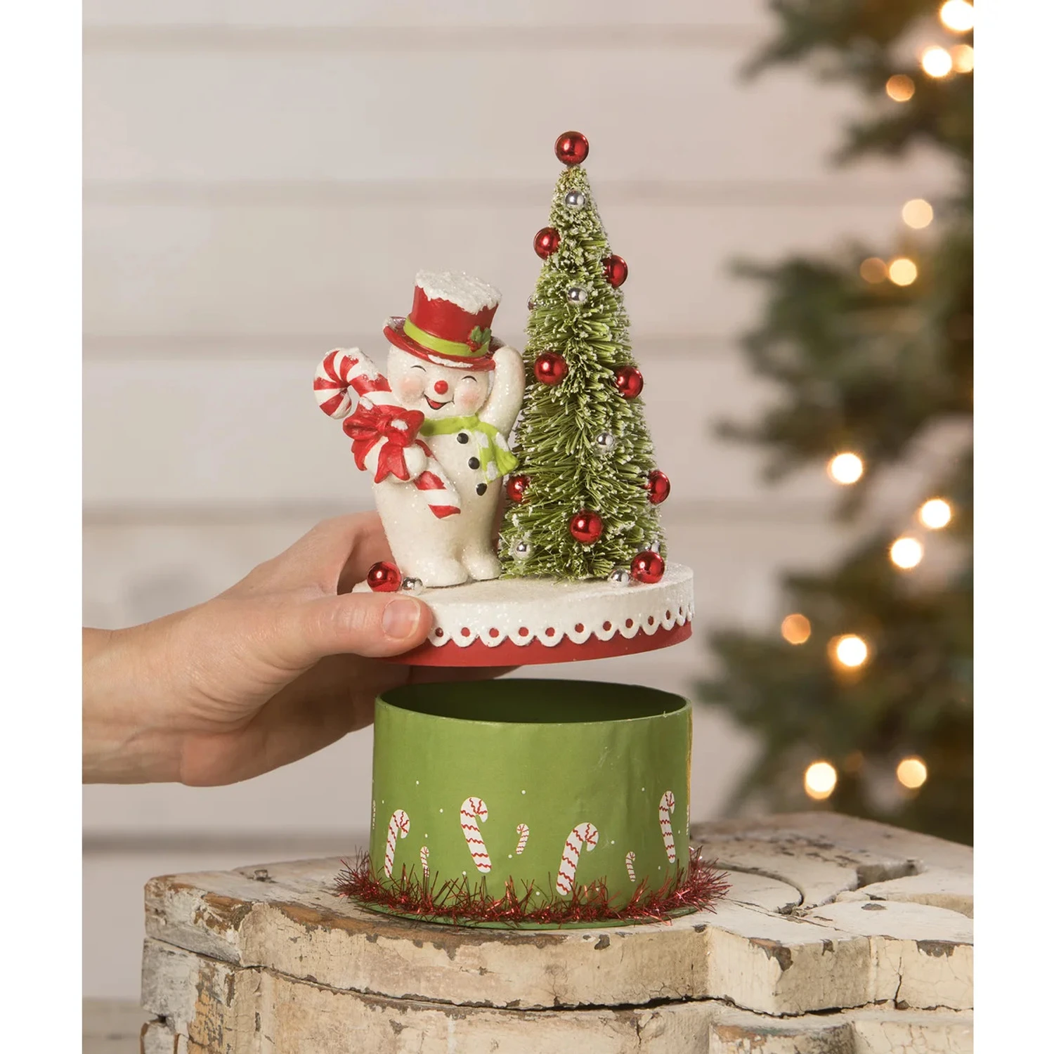 Bethany Lowe 9" Happy Snowman On Box Christmas Decoration TL2361 4 Bethany Lowe 9" Happy Snowman On Box Christmas Decoration TL2361 - Image 2