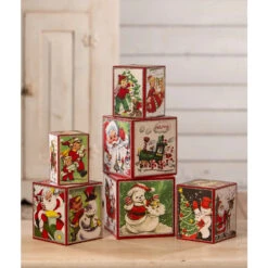 Bethany Lowe Set Of 6 Kitschmas Stacking Blocks Vintage Christmas Decoration TL3364 -The Christmas Shop tl3364 1 lg 40375.1719518530
