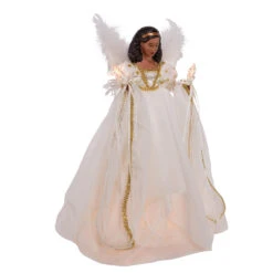 Kurt Adler 12" UL 10-Light African American Ivory And Gold Christmas Tree Topper UL2230 11 Kurt Adler 12" UL 10-Light African American Ivory And Gold Christmas Tree Topper UL2230 -The Christmas Shop ul2230 01 65082.1678392721
