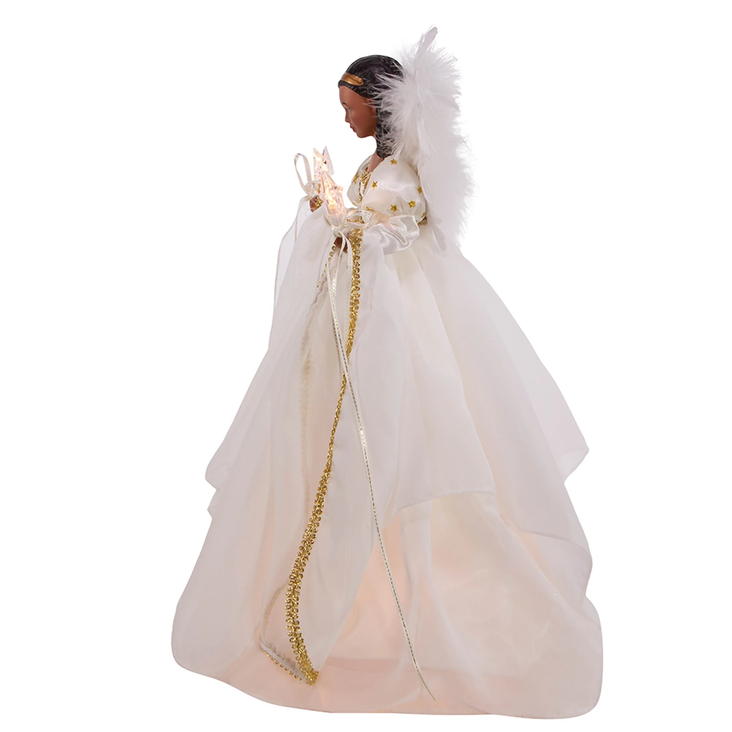 Kurt Adler 12" UL 10-Light African American Ivory And Gold Christmas Tree Topper UL2230 4 Kurt Adler 12" UL 10-Light African American Ivory And Gold Christmas Tree Topper UL2230 - Image 2