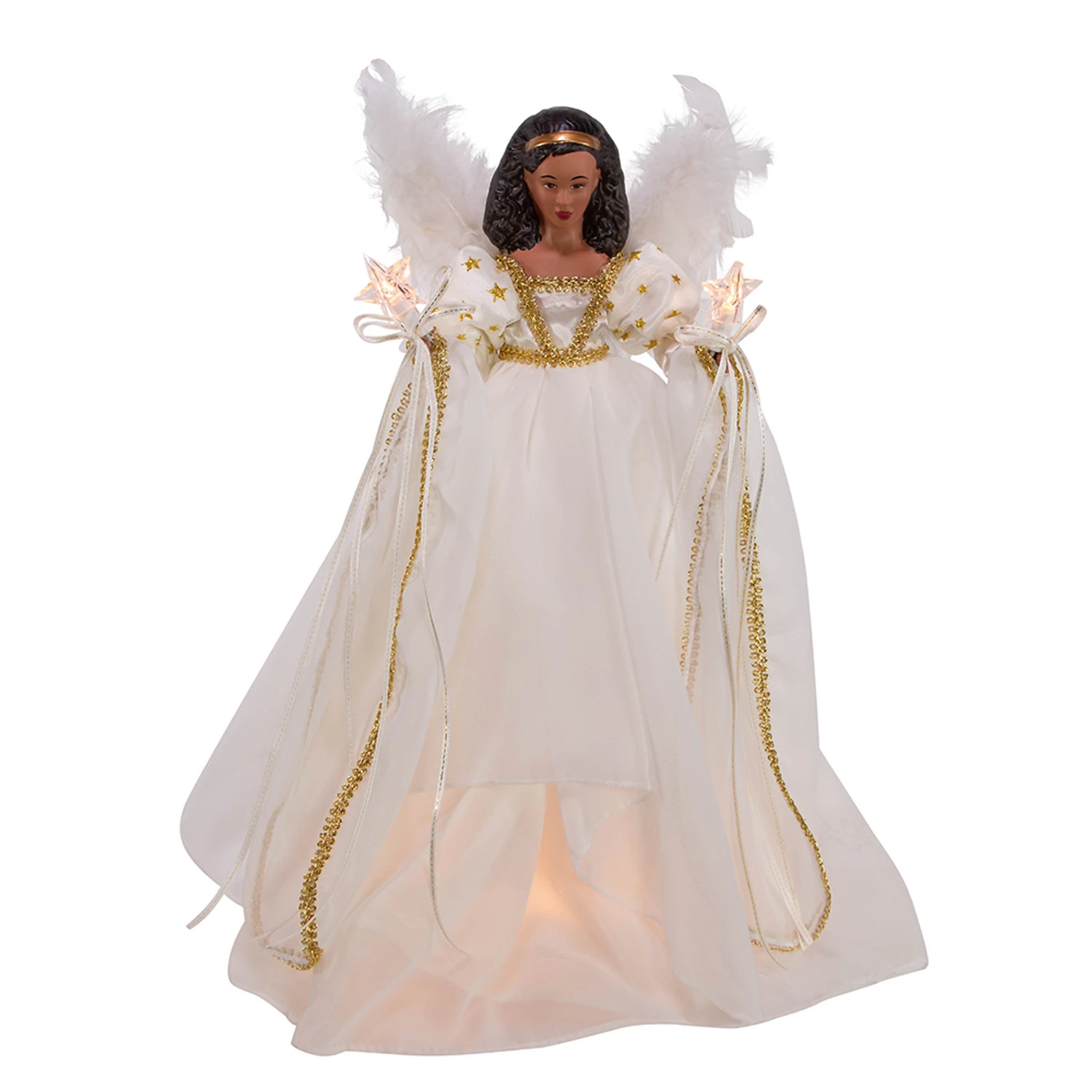 Kurt Adler 12" UL 10-Light African American Ivory And Gold Christmas Tree Topper UL2230 3 Kurt Adler 12" UL 10-Light African American Ivory And Gold Christmas Tree Topper UL2230