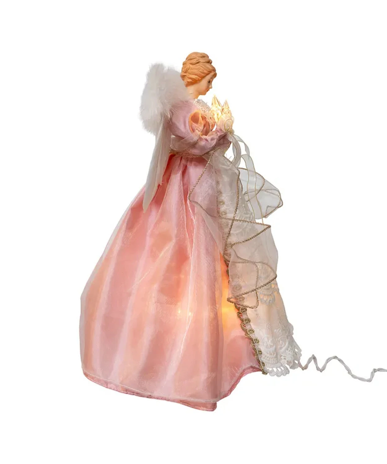 Kurt Adler 14" Pink & Ivory Angel Christmas Tree Topper UL2252 4 Kurt Adler 14" Pink & Ivory Angel Christmas Tree Topper UL2252 - Image 2